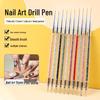 5-Piece Double-Ended Nail Art Liner & Rhinestone Pen Set with Carving Tools