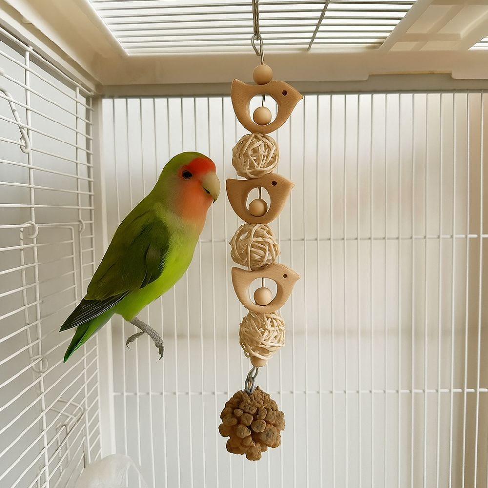 Bite Resistant Parrot Climbing Ladder Wooden Parrot Chewing Toy Bird Foraging Swing  Interactive