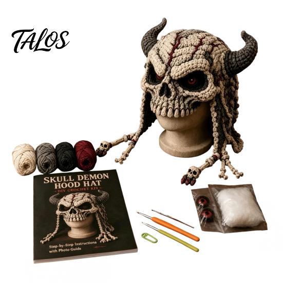 DIY Animal Hood Hat Halloween Crochet Kit, Skull Spider Bat Holiday Craft Project Spooky Pumpkin Earflap Kit for Adults Teens, Autumn Winter Creative