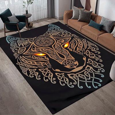 1pc Wolf Totem Print, Design Indoor Area Rug - Soft, Anti-Slip, and Durable Gaming Room Decor for Bedroom, Living Room
