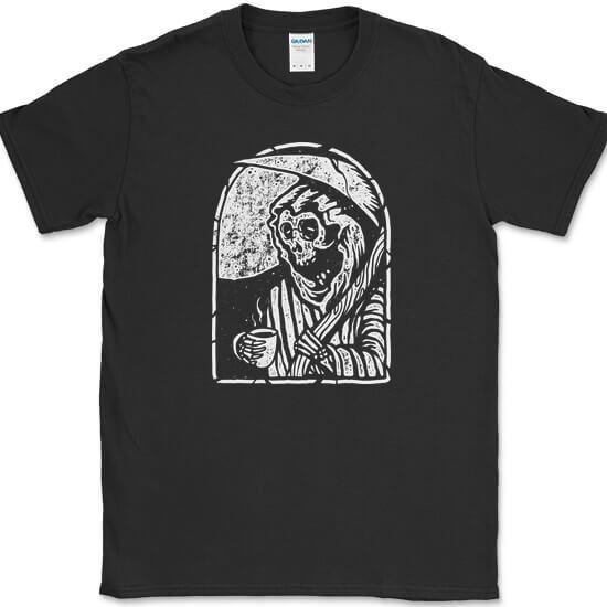 Death Prefers Decaf T-Shirt Funny Caffeine Coffee Humor Novelty Tee S разноцветный