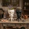 Dekorative Blumentöpfe Mini Gotischer Totenkopf Pflanztopf, 3D-gedruckter gruseliger Blumentopf, Behälter für Sukkulenten Pflanzen, Schreibtischdekoration für Halloween