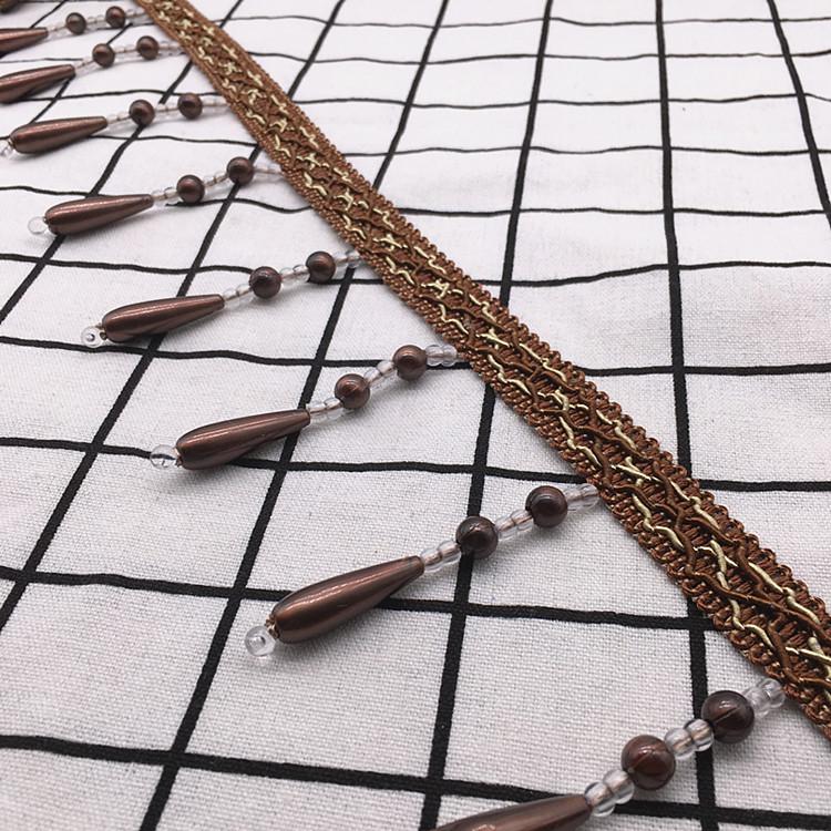 12M Curtain Beads Lace Tassel DIY Curtain Mantle Head Decor Accessories Imitation Pearl Beaded Fringe Lace Trim Upholstery