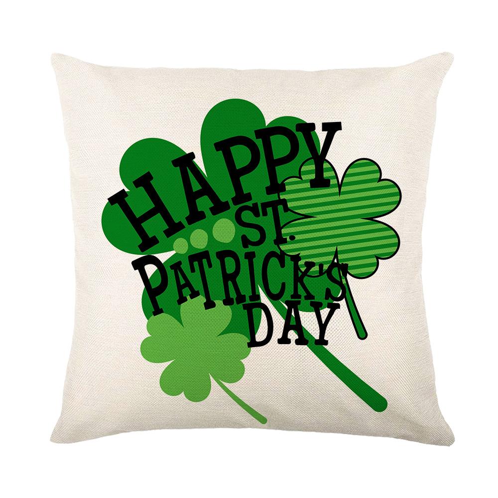 Combination Festival Cushion St. Patrick's Day Cushion Green Plaid Four-leaf Clover Sofa Cushion