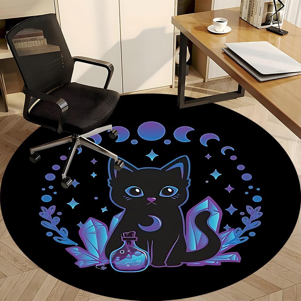 1 Stück Mondstein Katze Büro Runder Teppich, Unter Bürostühlen Schlafzimmer Wohnzimmer Heimdekoration, Raumdeko, In Verschiedenen Größen Erhältlich 204