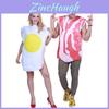 Conjunto de Fantasia de Casal Ovos de Halloween Bacon com Material Composto para Cosplay e Apresentação de Palco