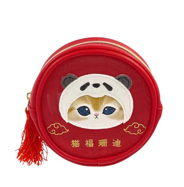 

mofusand Panda Nyan Round Mesh Pouch (Red) Japan NEW