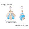 Cute Enamel Metal Shell Starfish Drop Earrings for Women Asymmetrical Imitation Pearl Conch Shell Earrings Girls Daily Jewelry