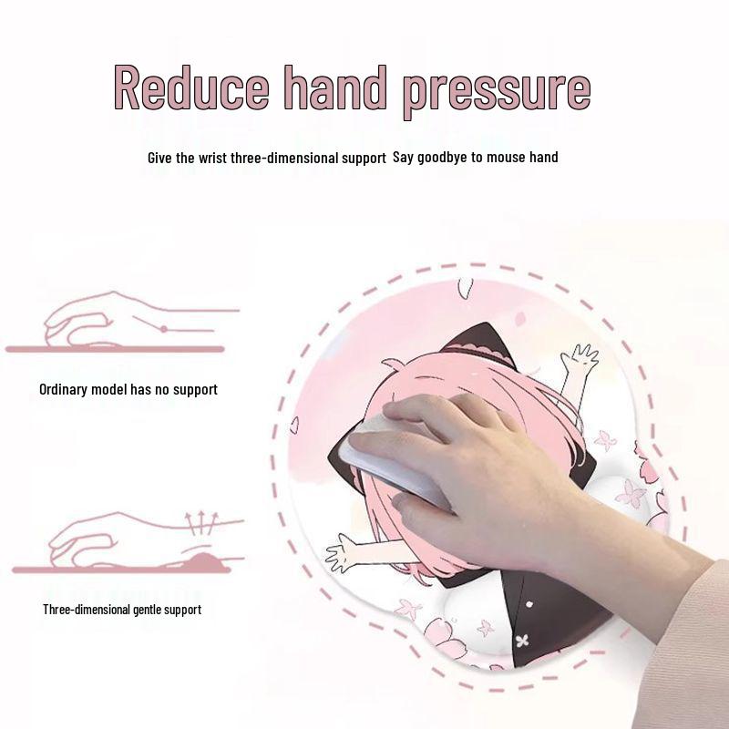 Anya Cute Small Mouse Pad with Rubber Wrist Rest for Office Laptop Keyboard Use