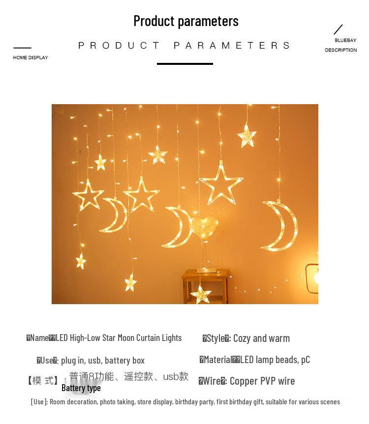 Samsung LED Curtain String Lights - Stars & Moon Decoration for Festivals