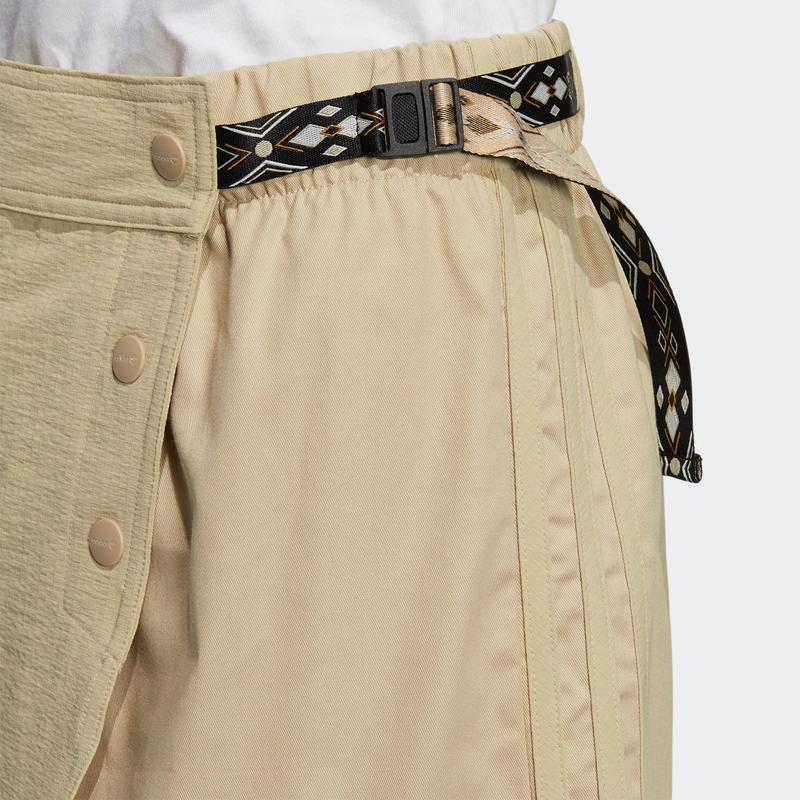 Adidas Neo Solid Color Snap Button Striped Sport Casual Shorts Skirt Women Bottoms Prairie-Brown HE4626