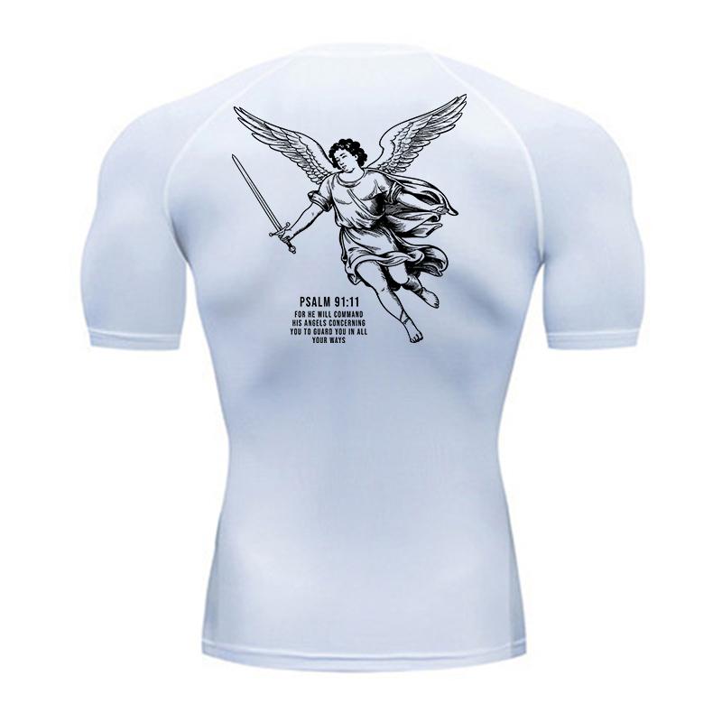 Angel Graphic Athletic Quick Dry Tshirts for Men Christian Gym Workout Running Compression Shirt Undershirt Tees Tops Activewear