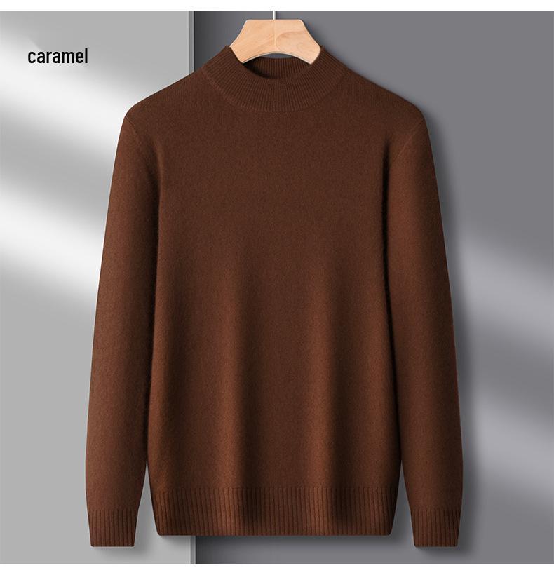 Men's Half-High Collar Thick Knit Sweater - Autumn/Winter Velvet Business Layer
