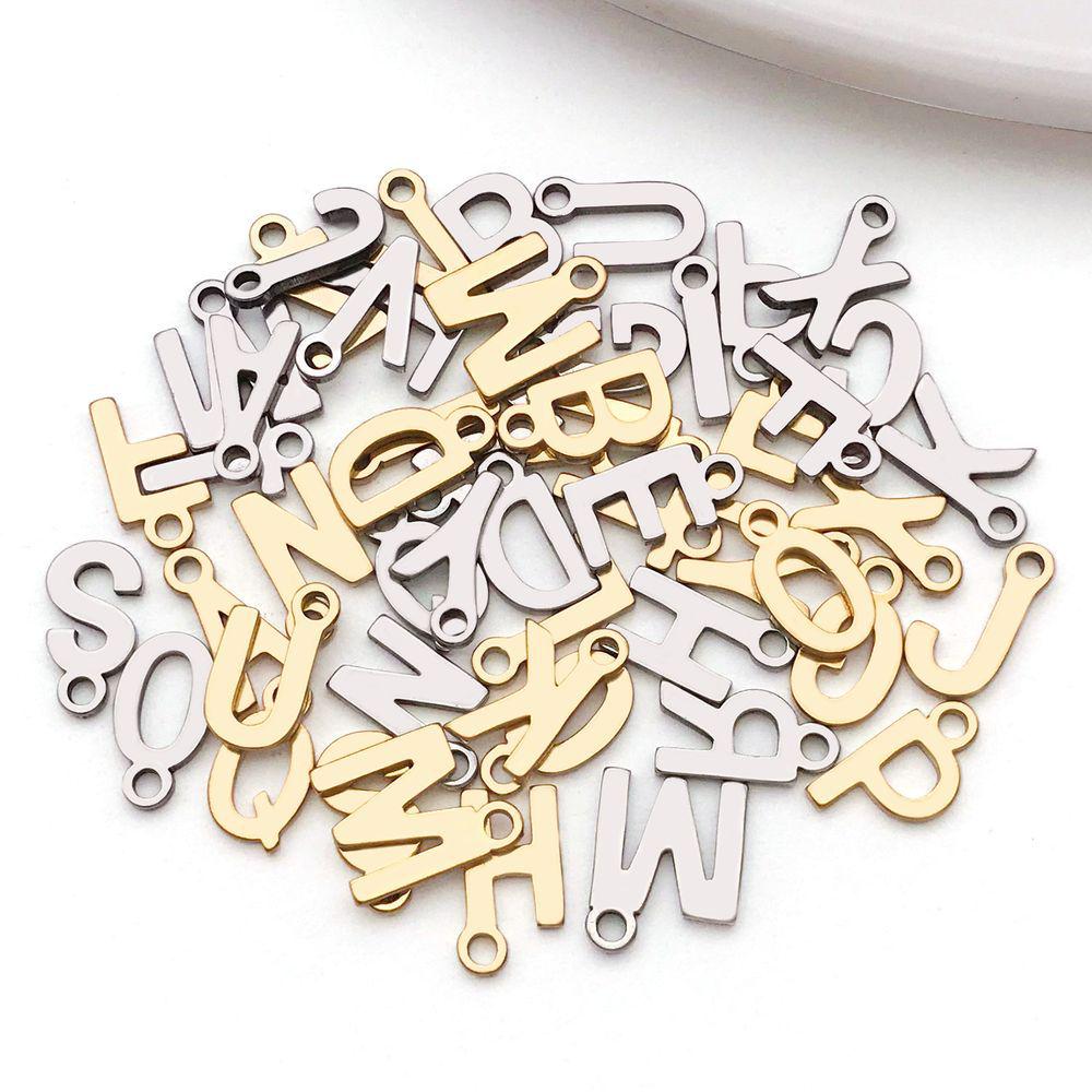Stainless Steel 26 English Letter Pendant Charm for DIY Bracelets and Necklaces