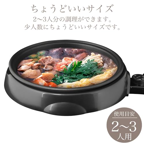 TokyoDeco Electric Grill Pot with Single Plate, Detachable Deep Pot, Serves 1-2 People, 7.5cm Deep Pot, 1000W [Includes Detachable Deep Pot], Stepless