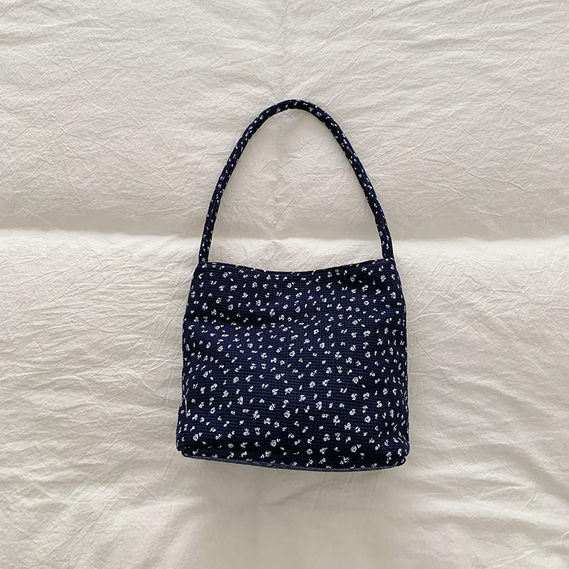 Women Floral Dot Canvas Tote Bag Mini Shoulder Handbag Casual Daily Purse