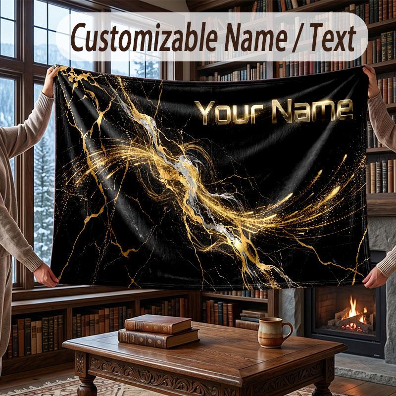Abstract Personalized Theme Throw Blanket Custom Name Text Personalized Blanket Soft Cozy Blanket for Home Sofa Bed