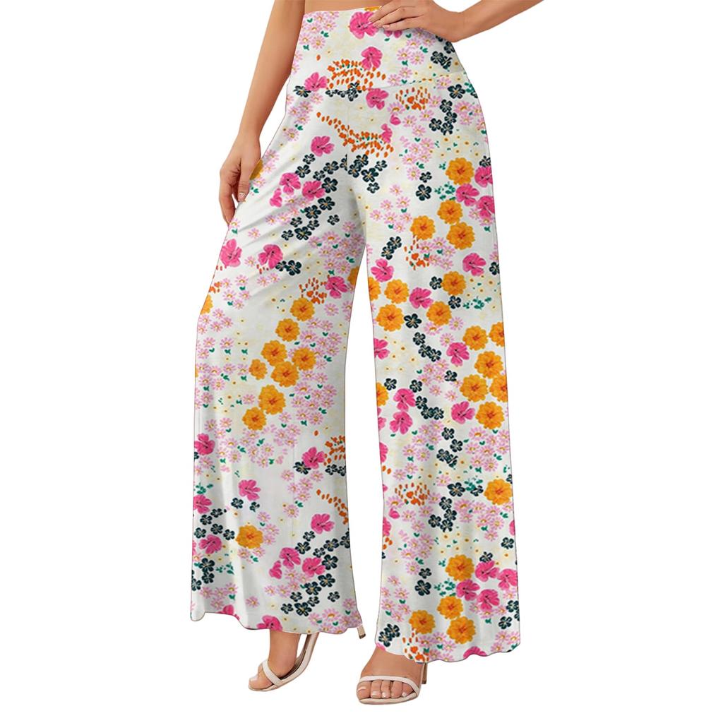 Women's High Waist Wide Leg Flowy Pants with Pockets for Casual Everyday Wear