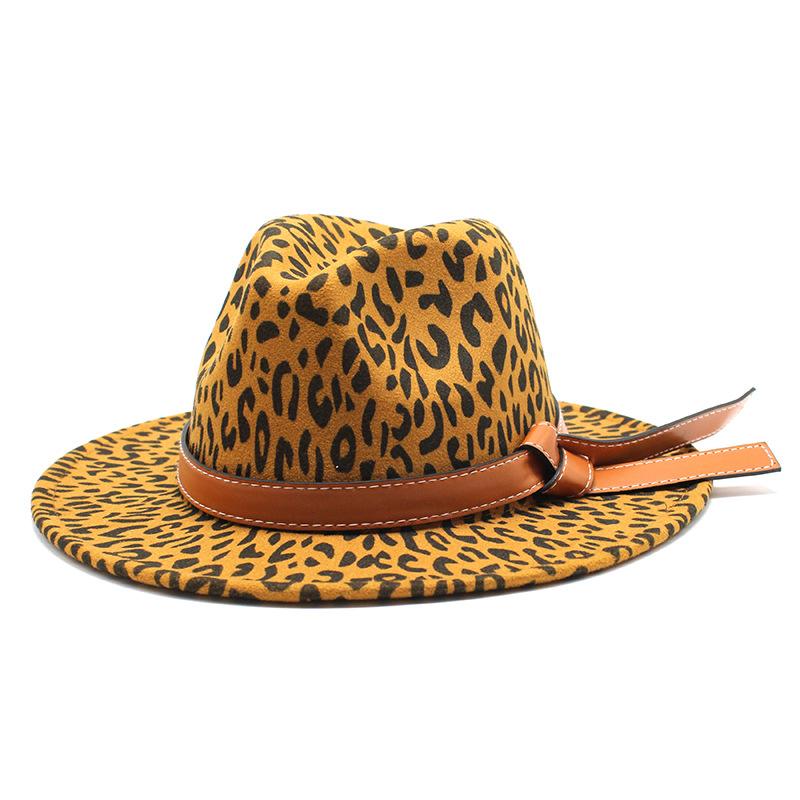 Vintage Leopard Print Woolen Top Hat Men'S And Women'S Gentleman'S Hats Cowboy Hats Felt Hats