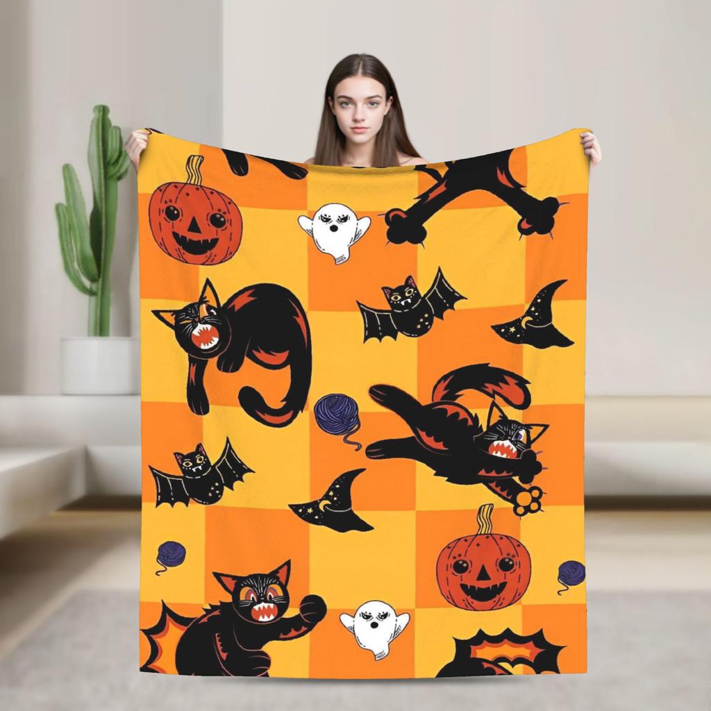 Halloween Theme Pattern  Flannel Blanket Spring  Super Soft Throw Blanket Home Decor Comfortable Bedspread Sofa Bed Cover