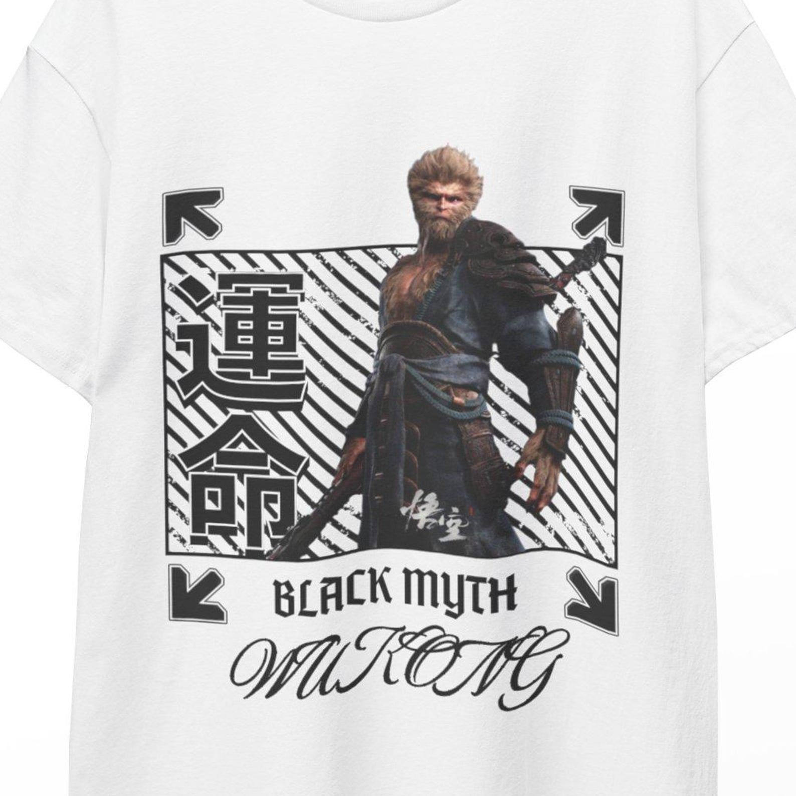 Black Myth Wukong Sun Wukong Staff Shirt Gamer Shirt Monkey King Figure Plush Inspired by Chinese Mythology Destinate One Black Myth Wukong 2XL