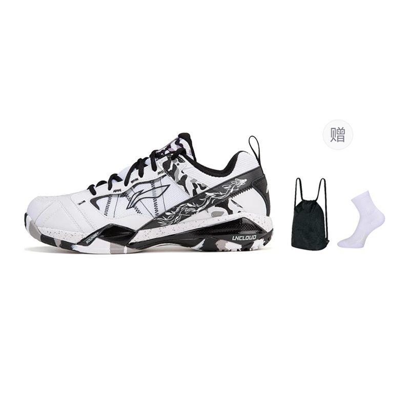 Li Ning Amortiguación Profesional Resistente a la Abrasión Soporte Rebote Zapatillas de Bádminton de Caña Baja Unisex Blanco Negro AYAR015-1