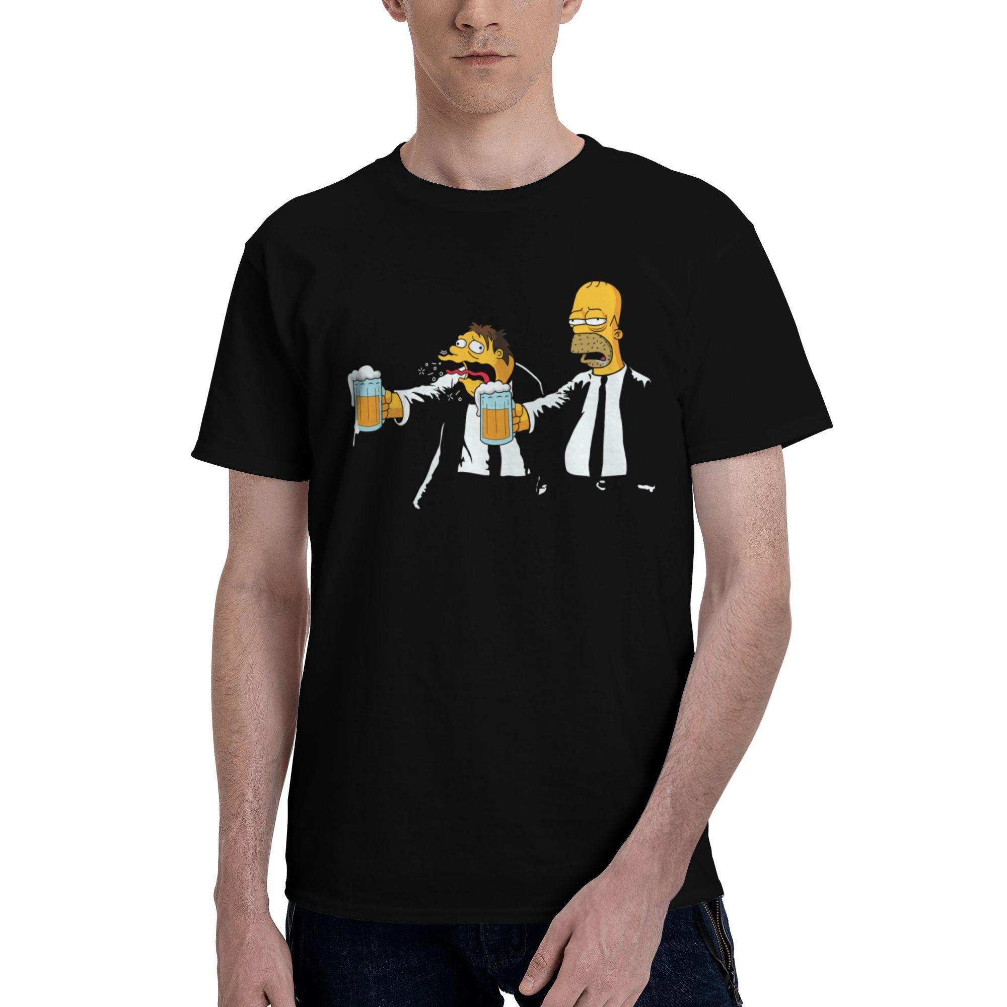 

Чоловіча футболка з принтом S-Simpsoned Homer Beers, бавовняна футболка з короткими рукавами, класична футболка, повсякденні футболки вільного крою XL