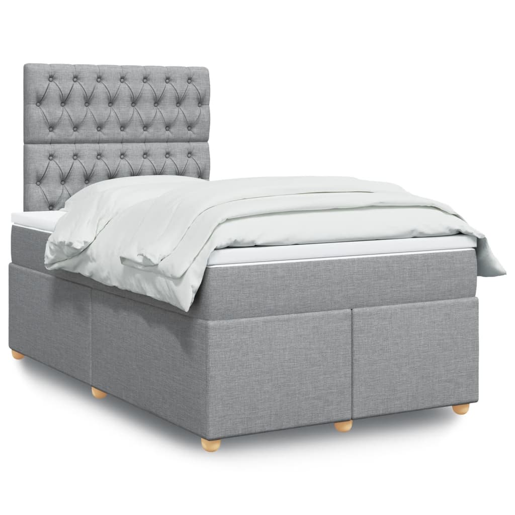 Vidaxl Letto Continentale Con Materasso, Grigio Chiaro, Tessuto 120X200 Cm
