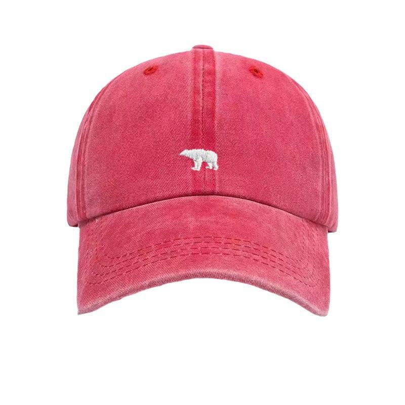 Summer Baseball Cap - Vintage Washed Polar Bear Print Korean Style Sun Hat for Students, Breathable Adjustable Trendy Snapback