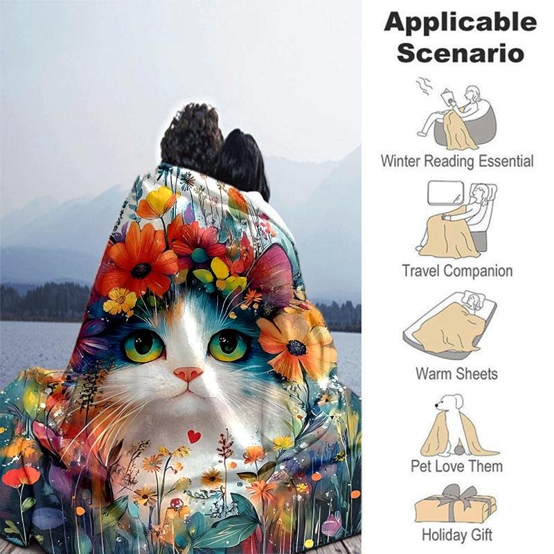 1pc Cat Artwork Ideas Design Home Decor Blanket Gift for Room Bedroom,Living Room, Travel, Camping, Car Blankets