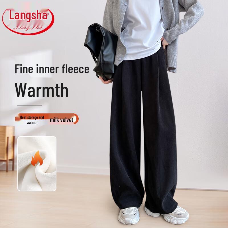 Langsha Women's Loose Corduroy Wide-Leg Pants