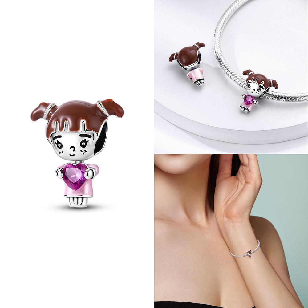 Charms Original Certified Mother'S Day Love Heart Girl Gift Beads Fit Bracelet Copper Women Jewelry Diy Accessory