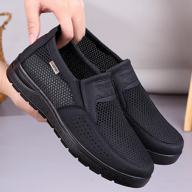 

Мужские туфли из сетчатой ткани Old Beijing 2025 - Дышащие, Удобные, Нескользящие, Мягкая подошва, Папины туфли 45