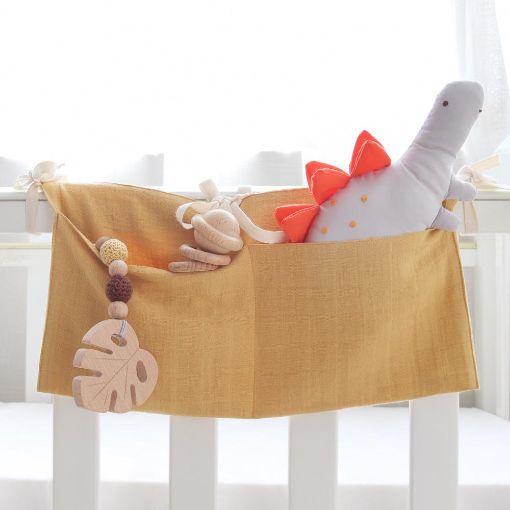 Handmade Cotton Muslin Hanging Crib Organizer – Baby Toy & Diaper Storage Bag