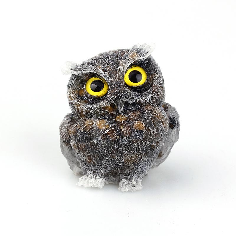 1PCS Natural Crystal Stone Gravel Owl Animal Crafts Hand Made Small Figurines DIY Resin Table Decor Home Decor Collect Gifts