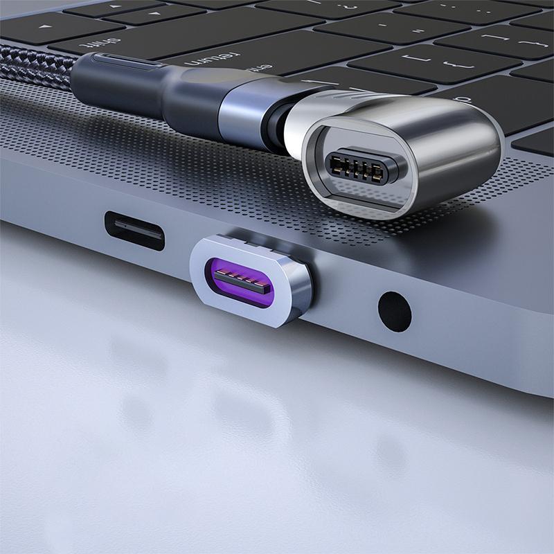 

120 Вт Usb C - Type C Магнитный адаптер Быстрая зарядка Usb Type C Магнитный преобразователь Магнитный кабель Прямоугольный разъем Usbc