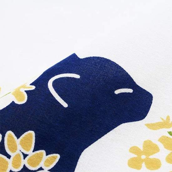 Dyeing Anbo Tenugui In a Field of Rape Authentic Dyed Cotton Made In 35cm X 100cm "Cat Flowers" 100% Tokuoka, Japan,