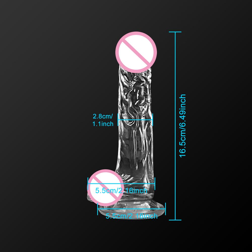 Realistic Soft Dildo for Women Beginner Transparent Penis with Strong Suction Cup Hands-Free Play for Adult Sex Masturbator