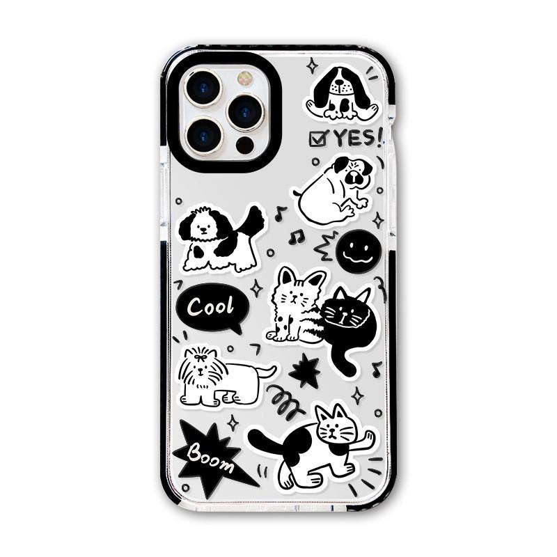 Anti-theft Lanyard Simple Line Phone Case Compatible and Suitable for iPhone15 14 13 12 11promax xsmax xr 7 8plus Cute Cat Group