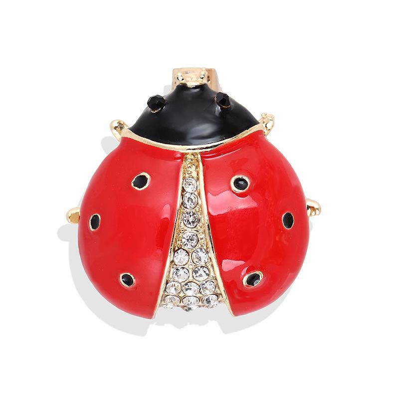 SKEDS Fashion Cute Ladybug Rhinestone Brooches For Women's Men's Clothing Insect Metal Enamel Pins Banquet Brooch Jewelry Gift