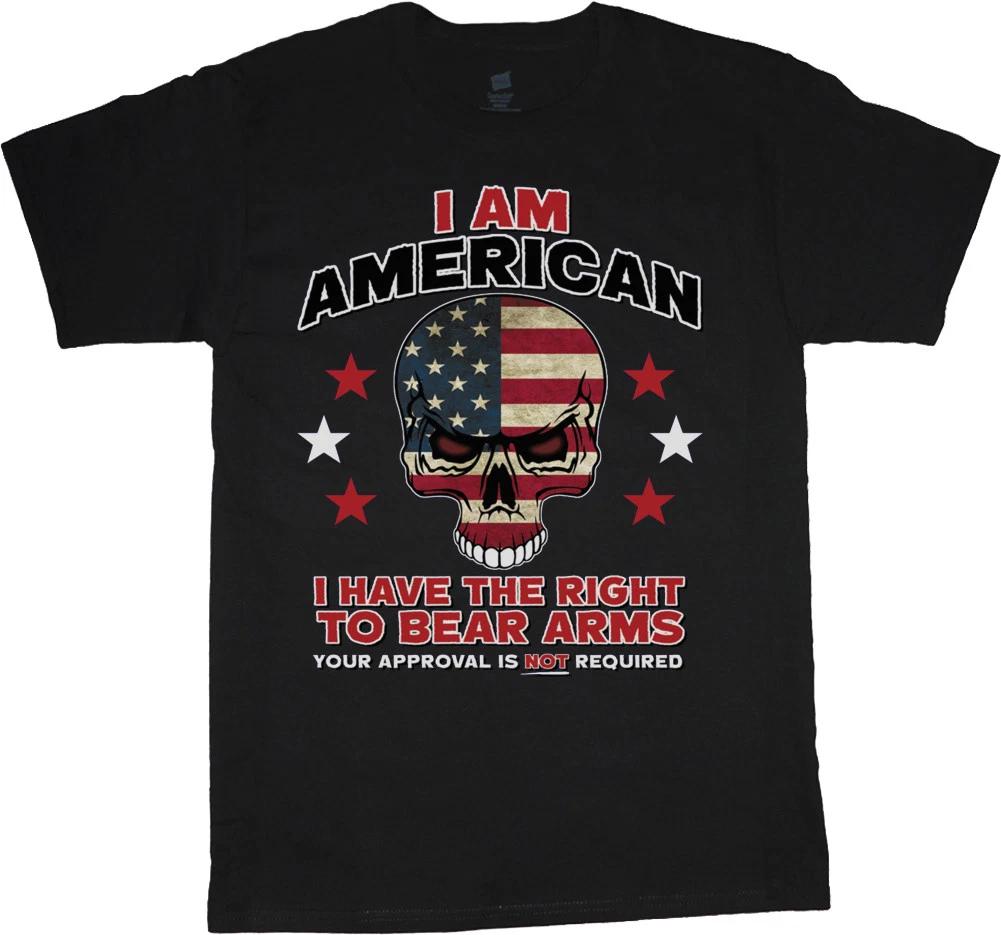 2nd Amendment Rights T-shirt Men s Graphic Tee US American Flag Skull Decal L