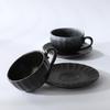 Retro Japanese Ceramic Coffee Cup & Saucer Set - Light Luxury Underglaze Design.