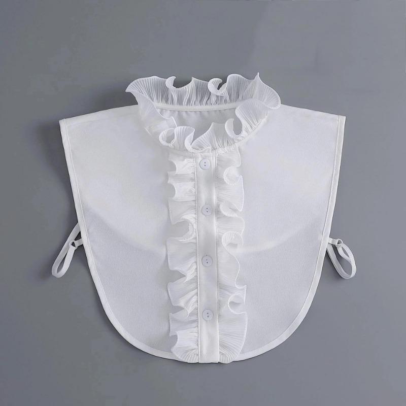 New Women White Lace Fake Collar Vintage Shirt Detachable Collar Front Tie Men Lapel Blouse Top Sweater Cotton False Collars