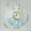 Vintage Mediterranean Ship Wheel Wall Clock - Distressed Wooden Decor for Living Room or Bar