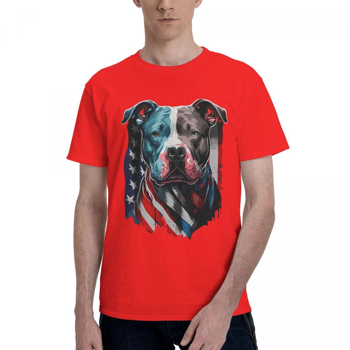 American Pitbull Terrier USA Flag Patriotic Dog 100 Cotton Casual Breathable Confortable Anime Designer Clothes Men Mens Gifts S
