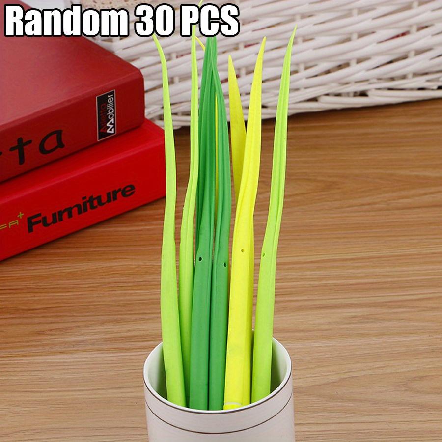 

30/60 шт. Ручки в виде зеленых листьев, похожих на травинки, с колпачком, черные чернила 0,5 мм, инструменты для письма с легкой подачей чернил для студентов, офиса, подписи, школьные принадлежности 30 PCS