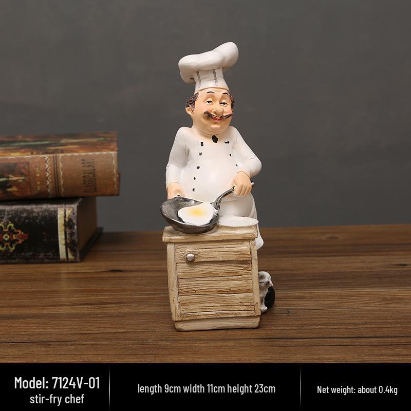 Ornament Retro American Chef Rășină: Decor elegant de masă pentru casă, restaurant sau bucătăria cafenelei