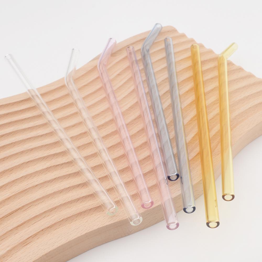 11Pcs Coloful Glass Straws - Reusable Drinking Straws with Cleaning Brush, 200x8 Mm for Beverages, Shakes, Milk Tea, Juices