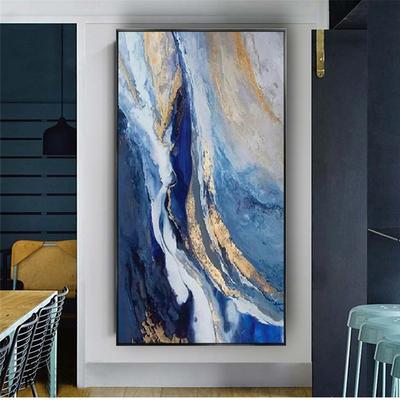 Melhor Arte Feita à Mão Quadros de Parede Dourado Azul Cinza Amarelo Textura Pintura a Óleo Abstrata em Tela Pinturas de Parede Decoração Casa S
