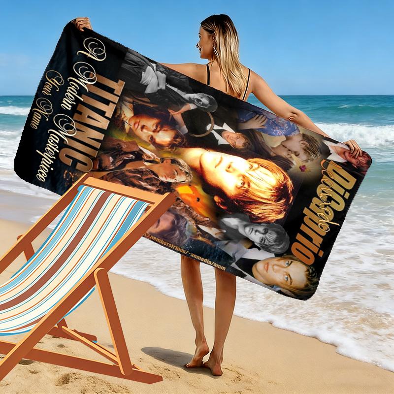 Name Custom Leonardo DiCaprio Print Beach Towel, Large Soft Quick Dry Towel for Beach Camping Swimming